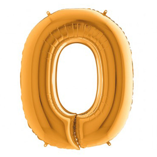 Balon foliowy z helem, złoty, 101cm, Grabo - Litera O