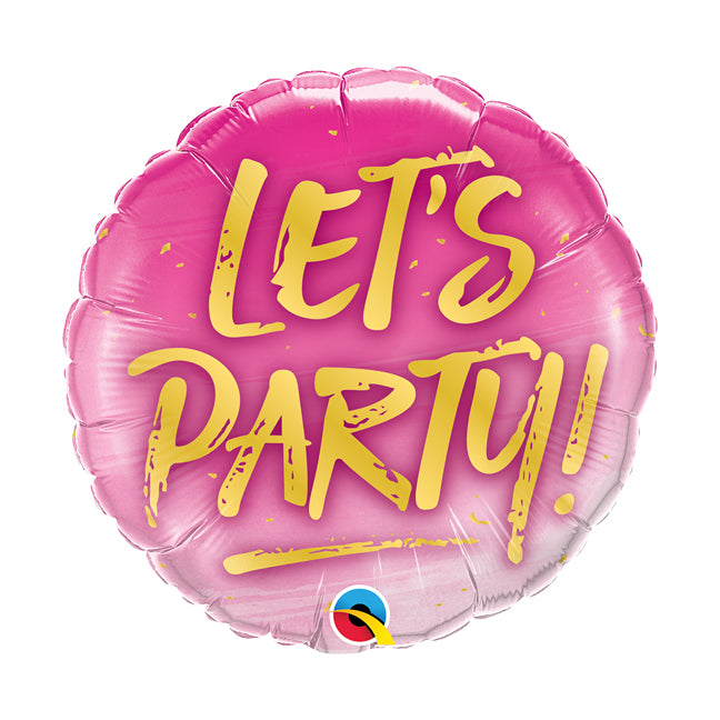 Balon foliowy z helem okrągły "Let's Party" QL, 46cm - Warsaw balloonmakers