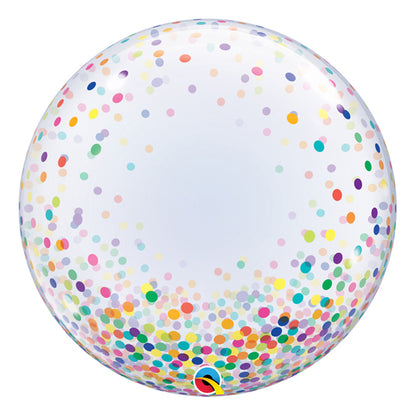 Balon bubble z helem "Kolorowe Konfetti", 61cm, dodaj napis - Warsaw balloonmakers