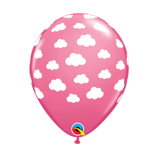 Balon lateksowy z helem, QL, "Chmurki", różowy - Warsaw balloonmakers