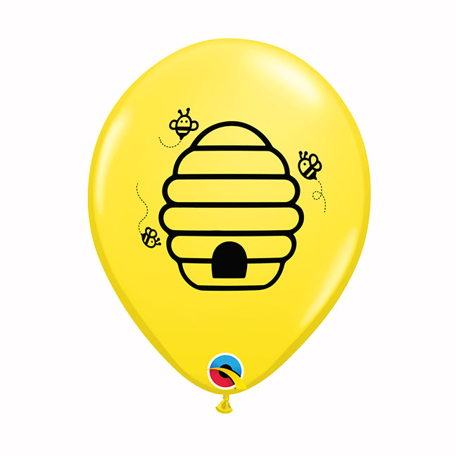 Balon lateksowy z helem, QL, Bee happy, pszczółki, żółte - Warsaw balloonmakers