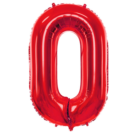 Balon z helem, czerwony, XXL 86 cm, długolatający - cyfra 0