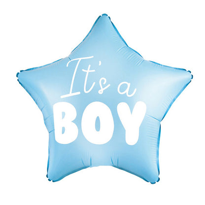Balon foliowy z helem Gwiazdka "It's a boy", jasny niebieski, PD, 45cm - Warsaw balloonmakers