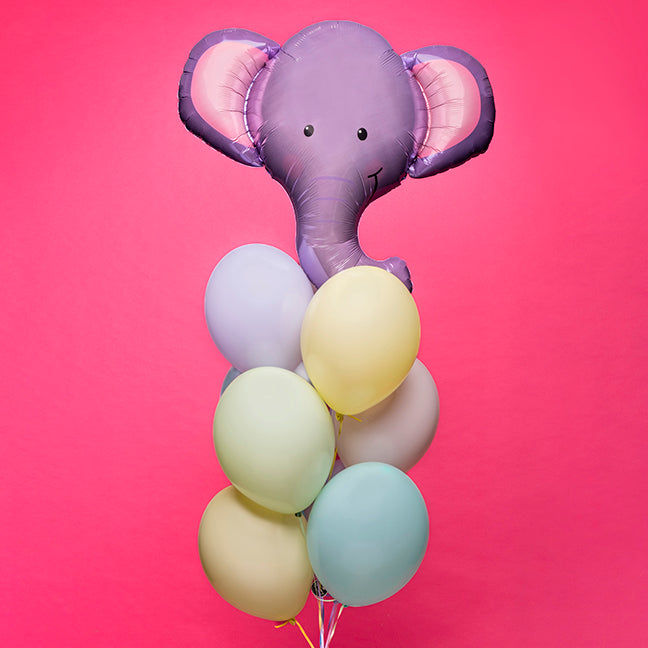 Bukiet balonów z helem, 10 sztuk, kolorowe balony - Słonik