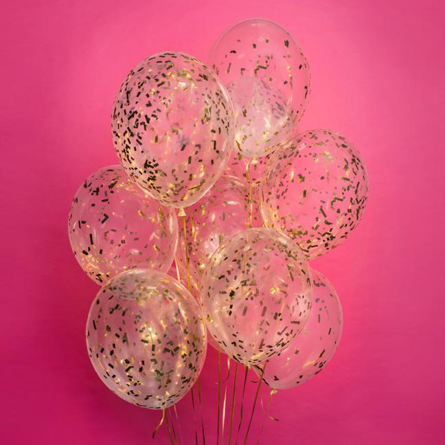 Balon lateksowy z helem, PD, transparentny z konfetti, kolor do wyboru - Warsaw balloonmakers
