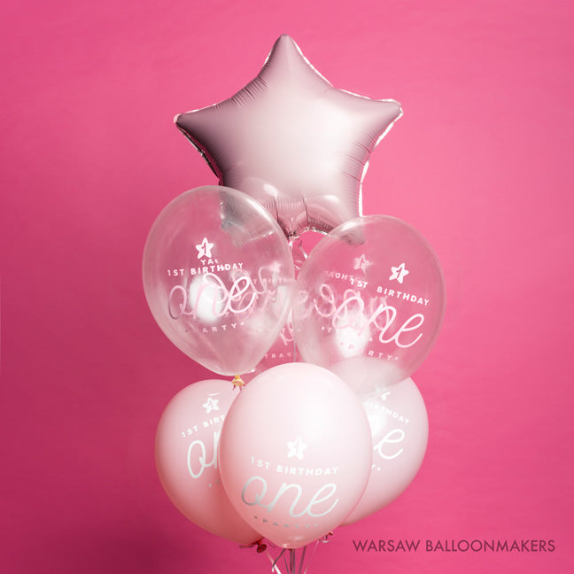 Bukiet balonowy z helem, Roczek dziewczynka, dodaj karton i napis - Warsaw balloonmakers