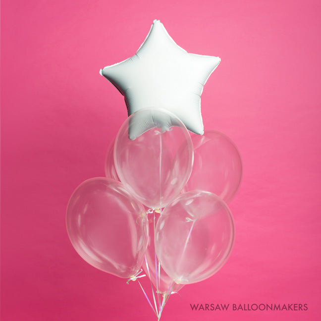 Bukiet balonowy z helem, gwiazdka i transparentne balony lateksowe, dodaj karton - Warsaw balloonmakers
