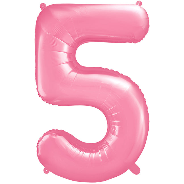 Balon foliowy z helem cyfra 5, różowy, 86cm - Warsaw balloonmakers