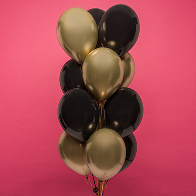 Złoto czarny bukiet balonów z helem na 50 urodziny