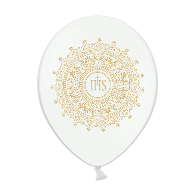 Balon lateksowy z helem, IHS, Metallic Pure White, Komunia - Warsaw balloonmakers