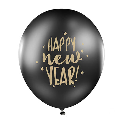 Balon lateksowy z helem, Happy New Year, Pastel Black - Warsaw balloonmakers