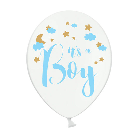Balon lateksowy z helem, It's a Boy, Pastel Pure White - Warsaw balloonmakers