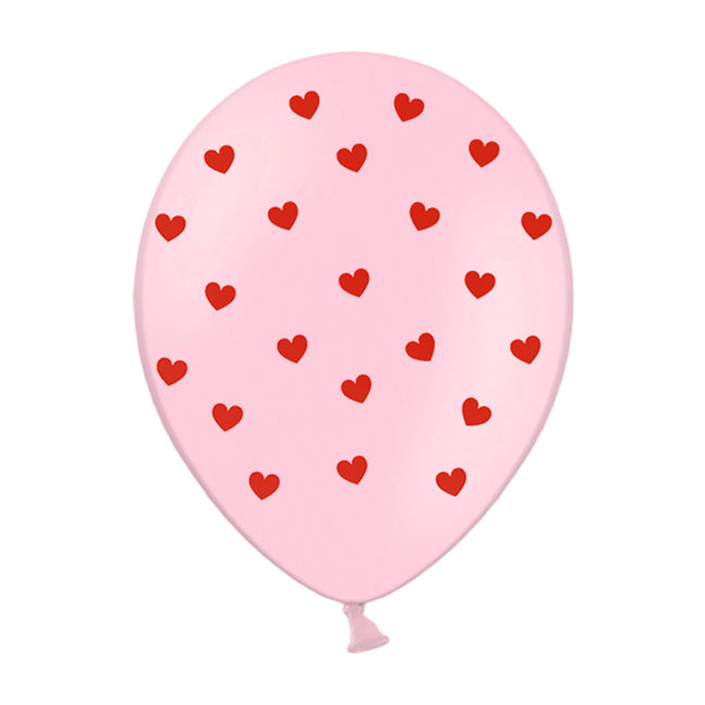 Balon lateksowy z helem, PD, Nadruk serduszka, Pastel Baby Pink, 30cm - Warsaw balloonmakers