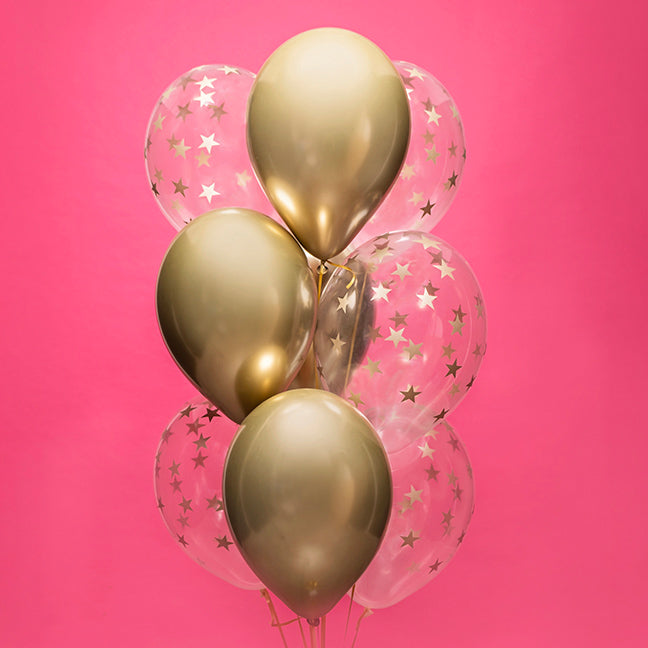 wiązanka balonów złotych na urodziny z helem