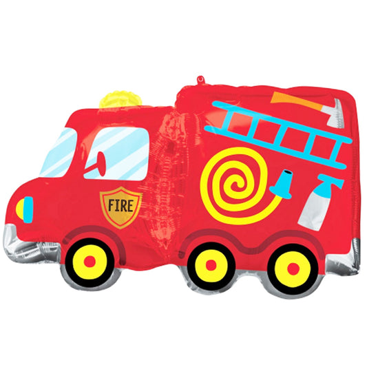 Balon foliowy z helem, czerwony, Anagram, 76cm - Wóz strażacki