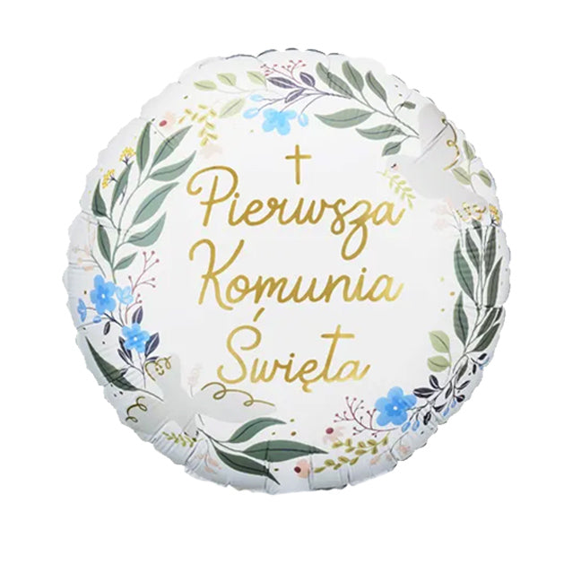 Balon foliowy z helem, PartyDeco, 45cm - Pierwsza Komunia Święta