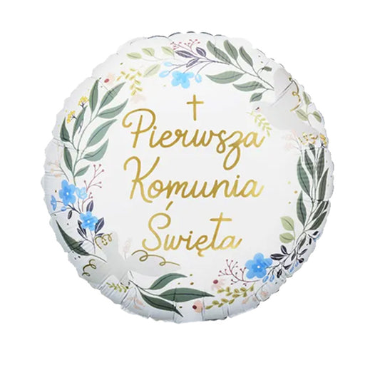 Balon foliowy z helem, PartyDeco, 45cm - Pierwsza Komunia Święta