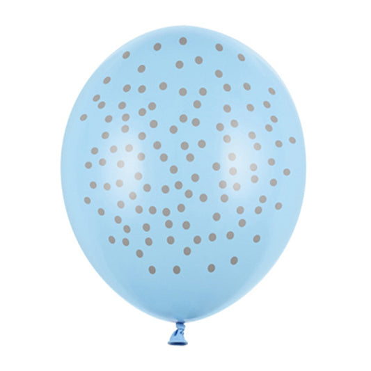 balon lateksowy niebieski w kropki