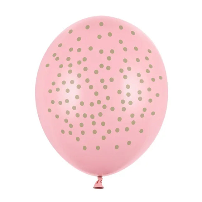 balon lateksowy różowy w kropki