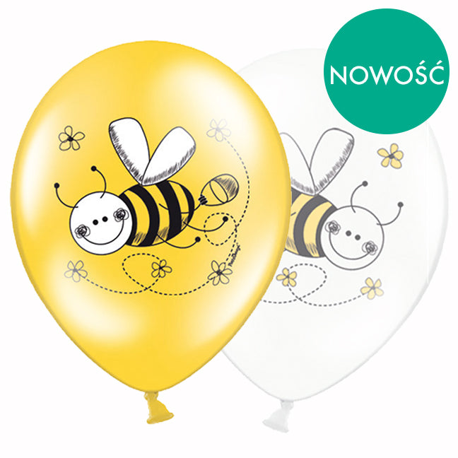 Balon lateksowy z helem, Pszczółki, Bee, Pastel mix, cena za sztukę - Warsaw balloonmakers
