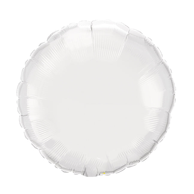 Balon foliowy z helem, biały, 45cm - Okrągły