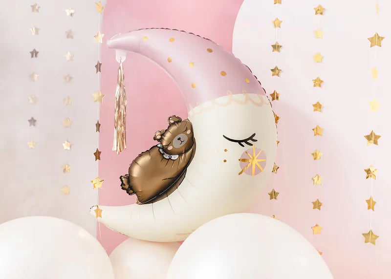 Balon foliowy z helem, PartyDeco, 86cm - Miś na księżycu