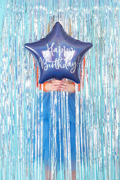 Balon foliowy z helem Happy Birthday, 45cm, granat - Warsaw balloonmakers