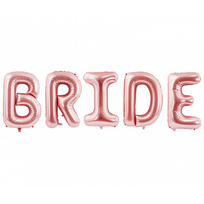 Napis "Bride" z helem, 86cm, Panieński, różowe złoto - latają! - Warsaw balloonmakers