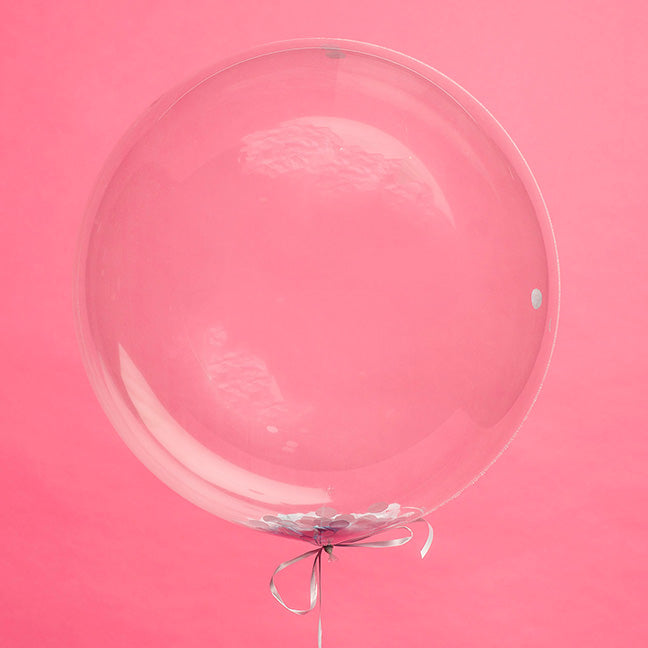 Przeźroczysty bubble z helem i konfetti do wyboru, dodaj napis - Warsaw balloonmakers