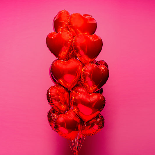Bukiet balonów z helem, 21 sztuk - Czerwone serca