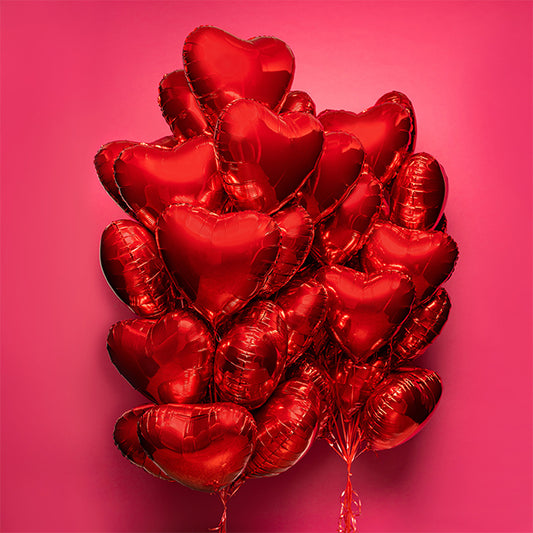 Bukiet balonów z helem, 42 sztuki czerwonych serc - Ognista miłość