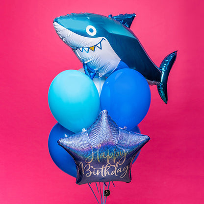 Balon foliowy z helem, niebieski, PartyDeco, 90cm - Rekin
