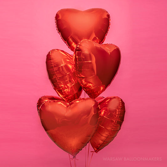 Bukiet balonów z helem, 7 sztuk - Czerwone serca