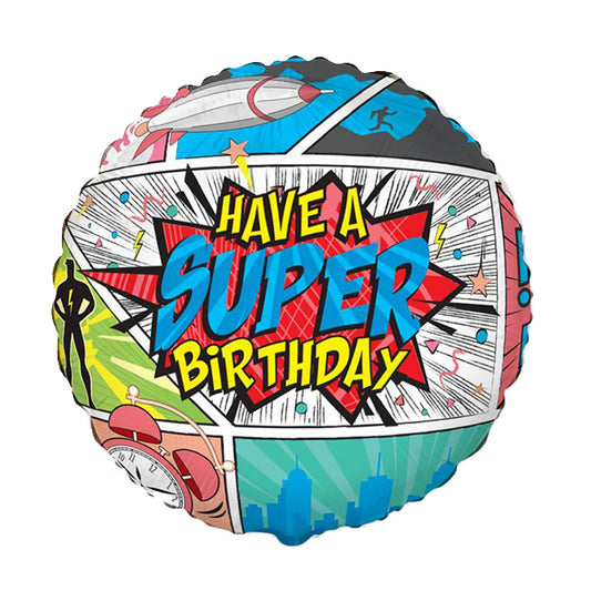 Balon foliowy z helem, okrągły, Flexmetal, 46cm - SuperBirthday COMIC