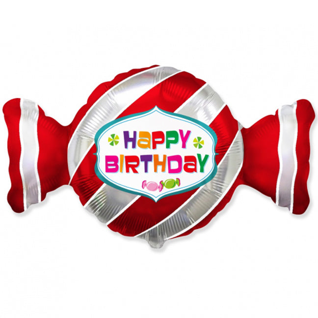 Balon foliowy z helem, Flexmetal, 60cm - Cukierek Happy Birthday