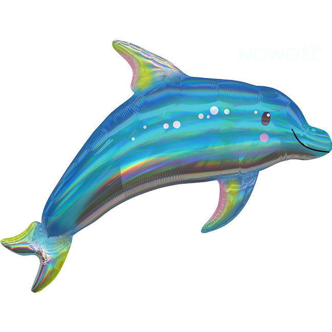 Balon foliowy z helem delfin holograficzny, AM, 73 x 68cm - Warsaw balloonmakers