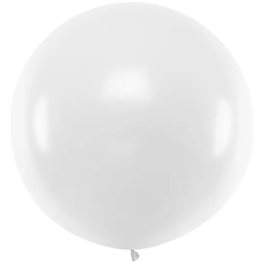 Balon lateksowy z helem, biały, PartyDeco, 80cm - Pastel White