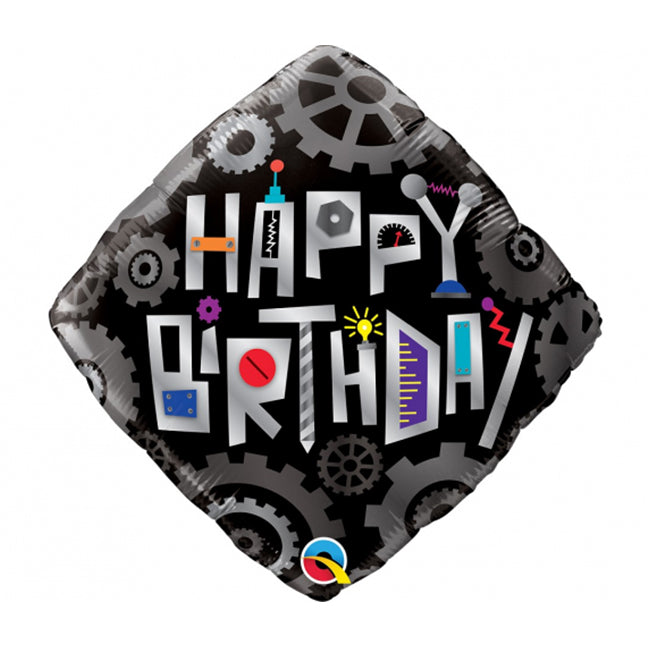 Balon foliowy z helem, Qualatex, 48cm - Birthday Robot
