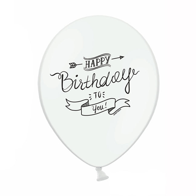 Balon lateksowy z helem, Happy Birthday to you, Pastel White - Warsaw balloonmakers