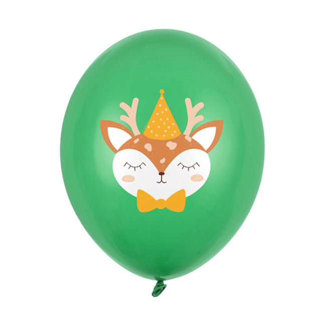 Balon lateksowy z helem, zielony, PartyDeco, 30cm - Jelonek