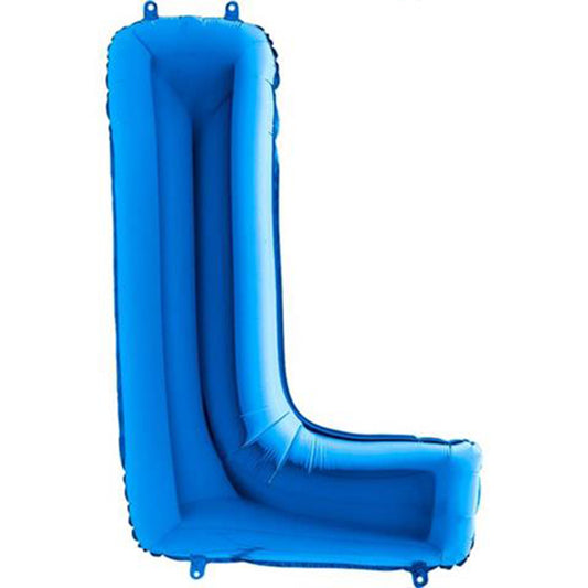 Balon foliowy z helem, niebieski, 101cm, Grabo - Litera L