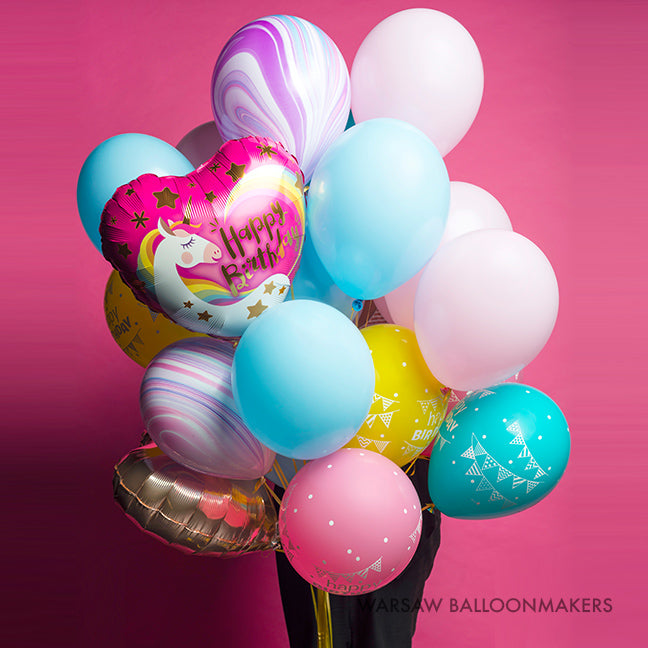Bukiet balonowy z helem kolorowy mega mix urodzinowy - Warsaw balloonmakers