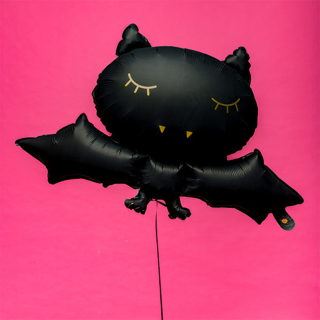 Balon foliowy z helem, czarny, PartyDeco, 80cm - Nietoperz