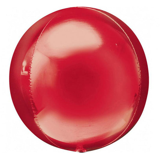 Kulisty balon foliowy z helem, czerwony, Orbz, Anagram, 48cm - Kula 3D