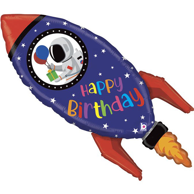 Balon foliowy z helem Birthday Rocket, GO, 102cm - Warsaw balloonmakers