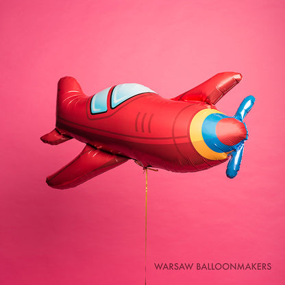 Balon foliowy z helem, czerwony QL, 91cm - Samolot