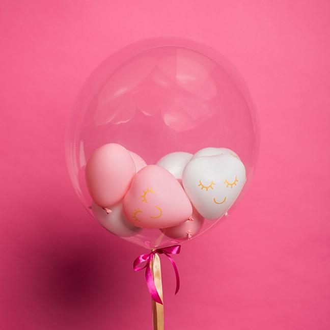 Zestaw z kartonem, przeźroczysty bubble z serduszkami - Warsaw balloonmakers