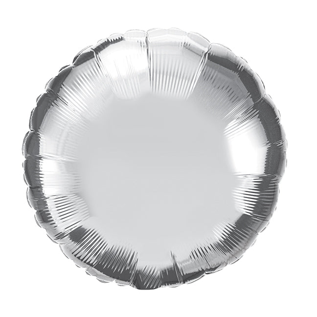 Balon foliowy z helem, srebrny, 45cm - Okrągły