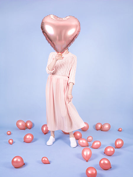 Balon foliowy z helem serce, PD, różowe złoto, 61cm, dodaj napis - Warsaw balloonmakers