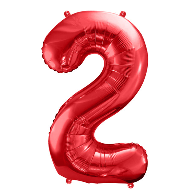 Balon z helem, czerwony, XXL 86 cm, długolatający - cyfra 2